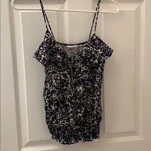 Tank top with thin straps and zipper